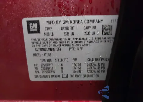 2022 Chevrolet Trailblazer Awd Lt из США, поврежденный, VIN KL79MRSL4NB077664